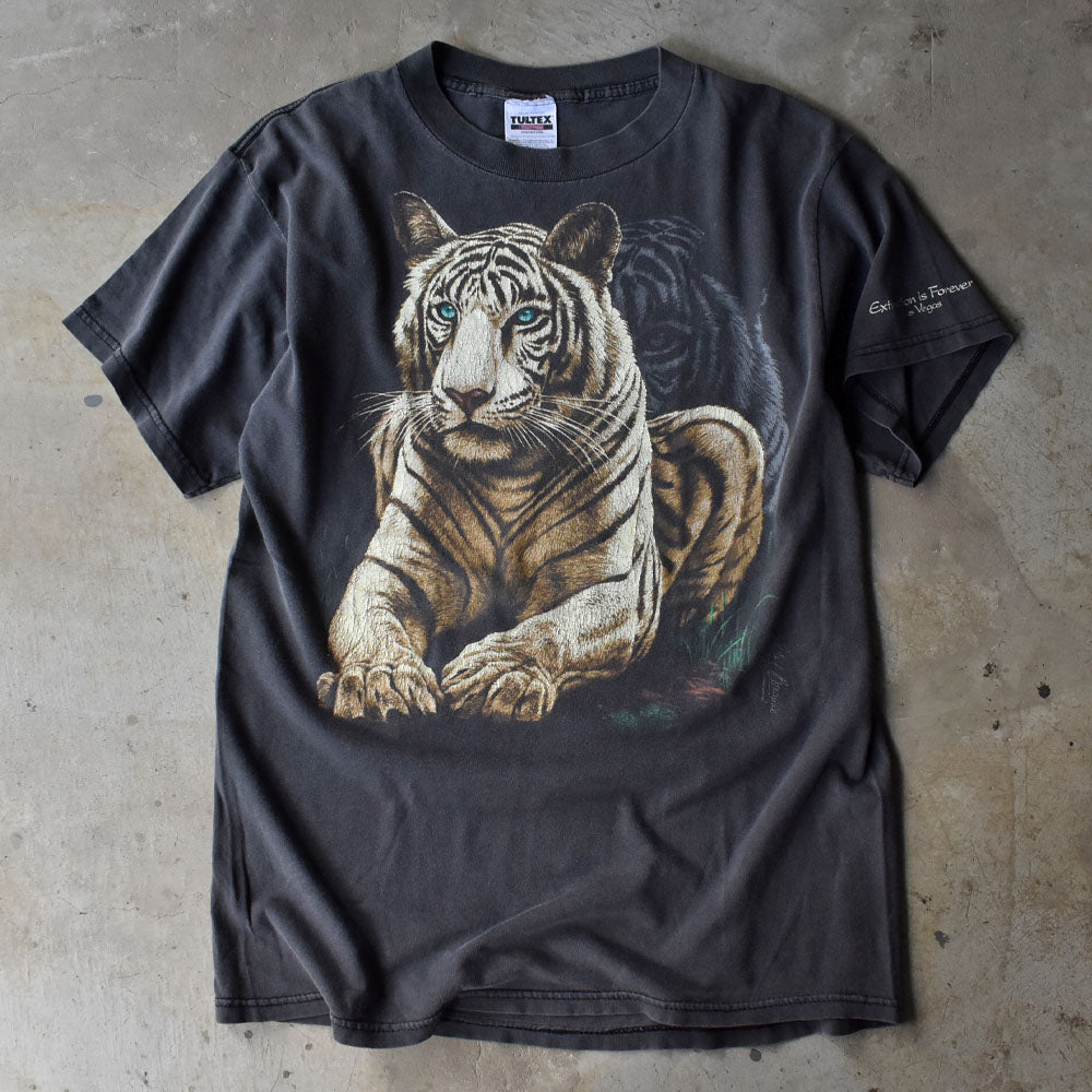 90-00’s “White tiger” 雰囲気◎ アニマルプリントTシャツ 240603