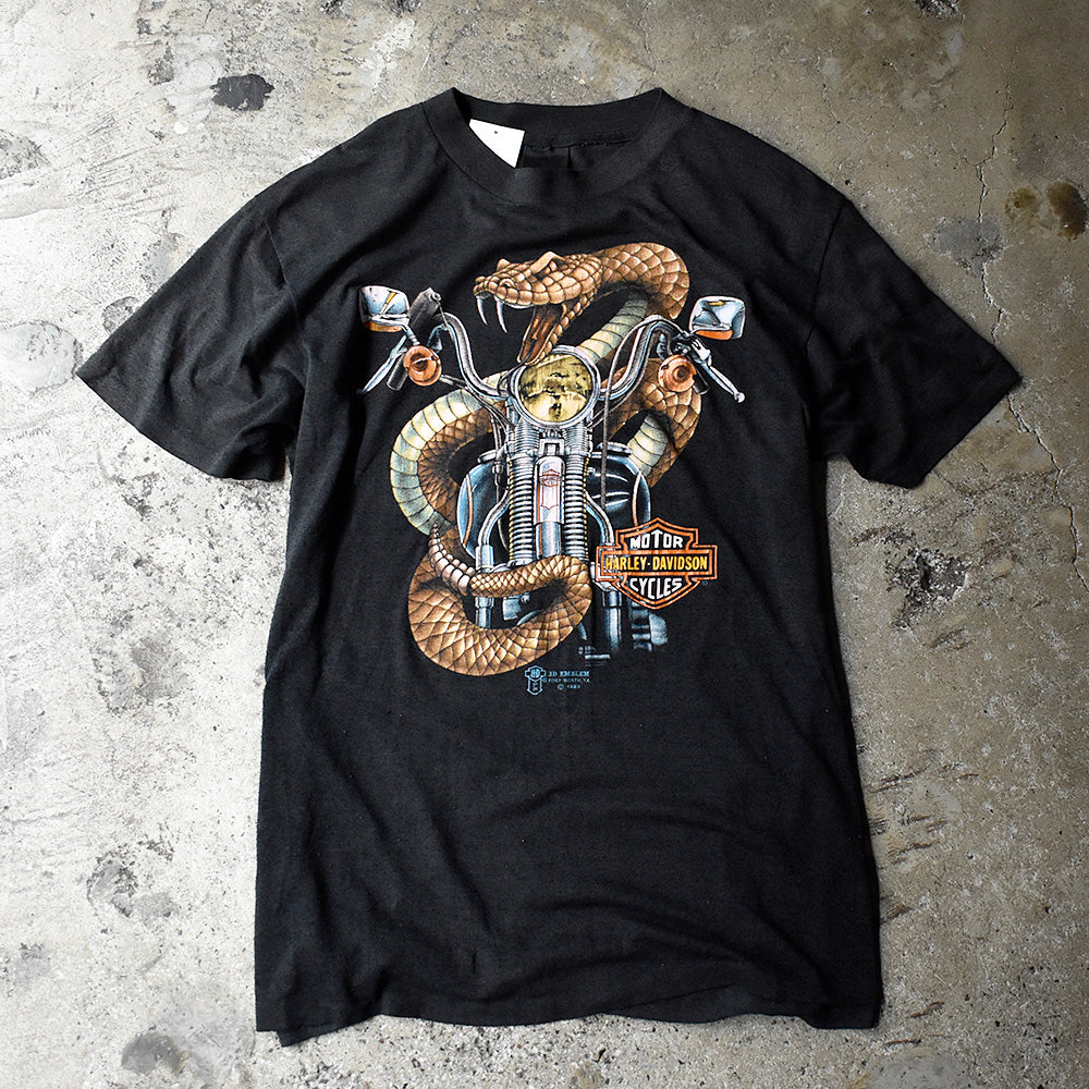 80's Harley-Davidson “スネーク” Tシャツ 3D EMBLEM USA製 240713H