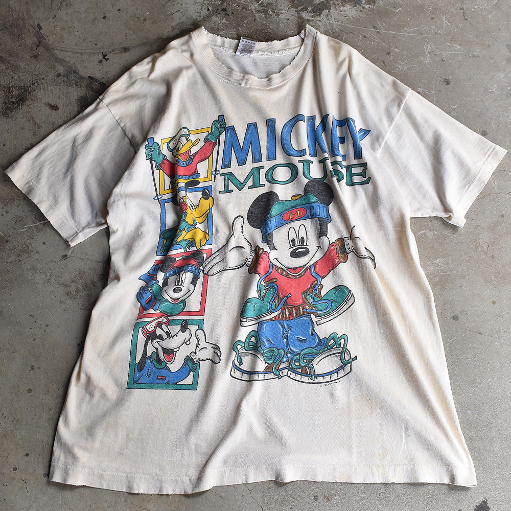 90’s　Disney/ディズニー 雰囲気◎ ”Ice Skating with Mickey” Tシャツ　USA製　230813