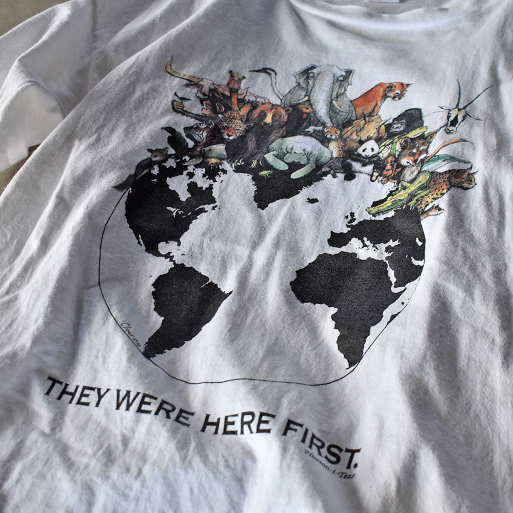 90's　“THEY WERE HERE FIRST” アニマルプリント Tシャツ　USA製　230811