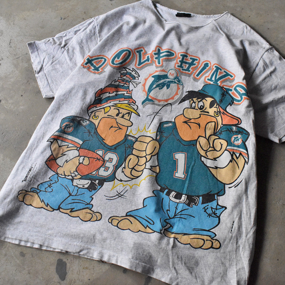 90’s The Flintstones “NFL Miami Dolphins” キャラ Tシャツ 240527