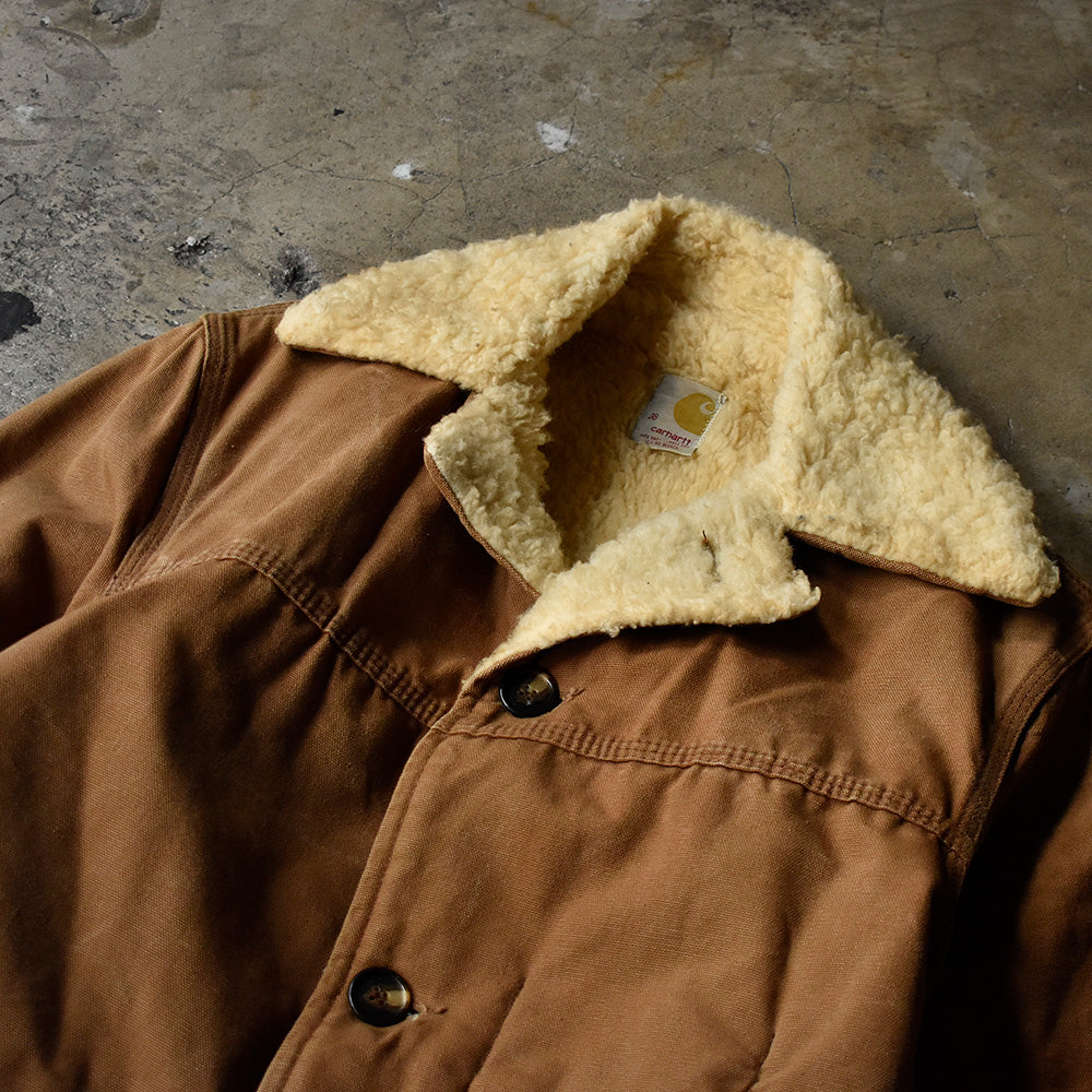 70's Carhartt ダック ランチコート プリントタグ！ ボアライナー 240114H