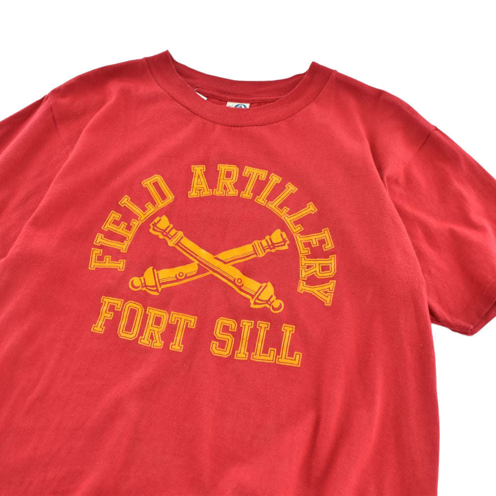80's N.O.S. U.S.Army "FIELD ARTILLERY FORT SILL" フロッキープリント ミリタリーTシャツ 260421H