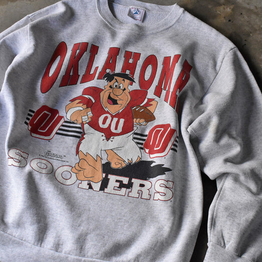 90’s The Flintstones × Oklahoma Sooners キャラ カレッジ スウェット USA製 240306