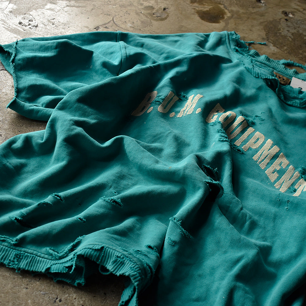 90's ボロ！b.u.m.equipment カットオフ ショートスリーブ スウェット 231016H