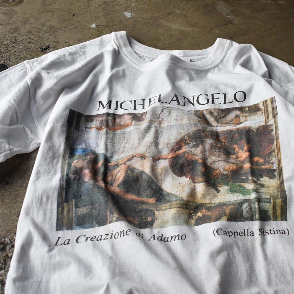 ミケランジェロ Creazione di Adamo アートTシャツ 1990年 ヴィンテージ