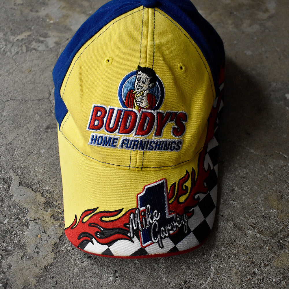 Y2K King of Promotions “Buddy's” チェッカーフラッグ×ファイヤーパターン！ レーシングキャップ 250719H