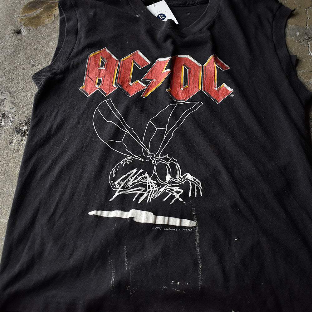 80's AC/DC “Fly on the Wall“ 1985 Tour ノースリーブ ロック Tシャツ 250808H