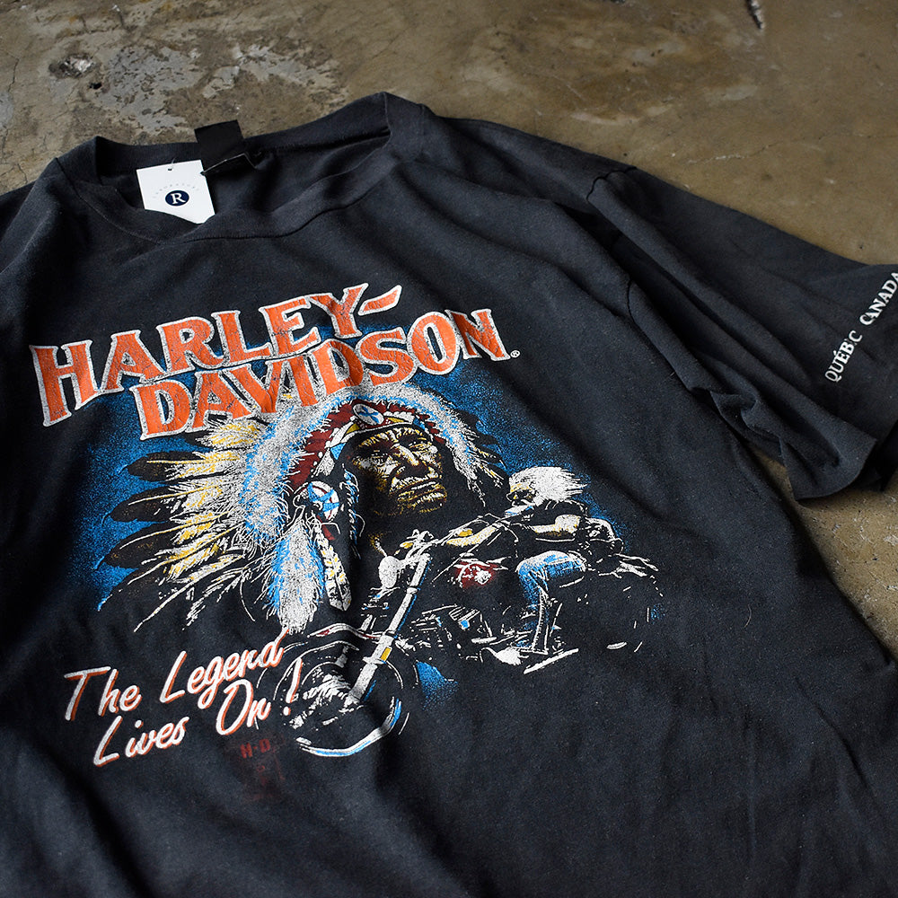 ハーレーダビッドソン インディアン 袖プリント Tシャツ 1980年〜 ヴィンテージ