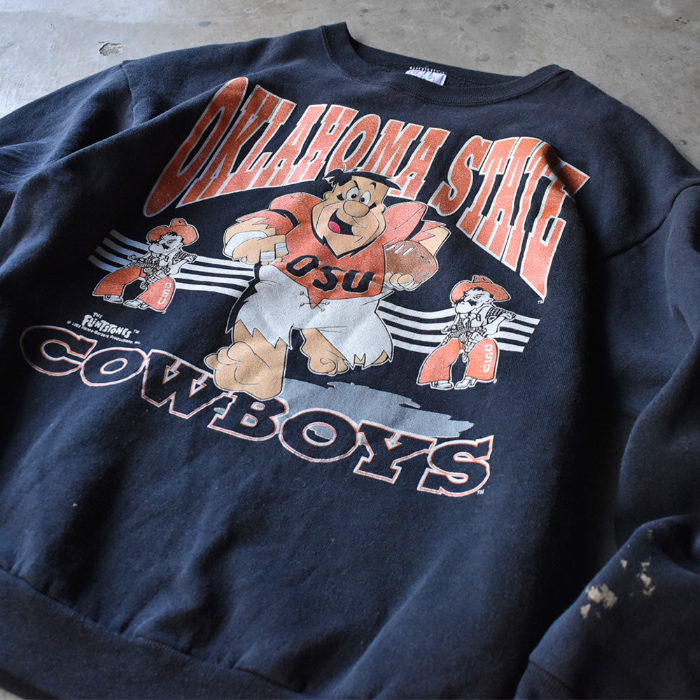 90's OKLAHOMA STATE COWBOYS × THE FLINTSTONE スウェット 231018