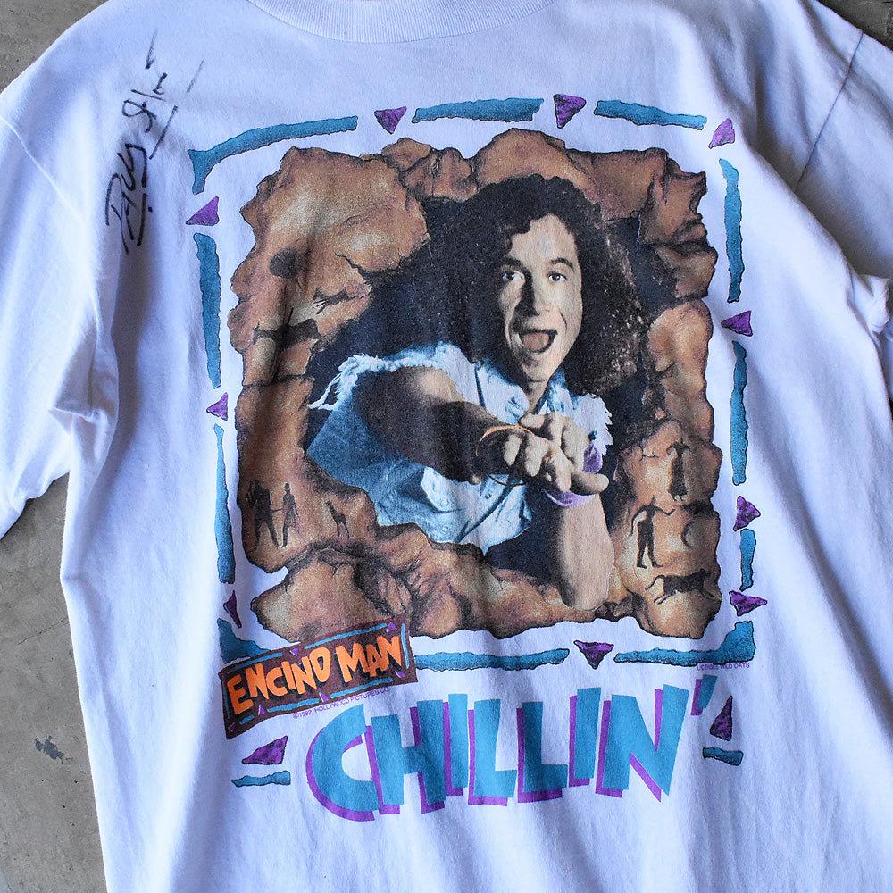 90’s Encino Man “CHILLIN” Pauly Shoreサイン入り！ コメディ ムービー Tシャツ USA製 250801
