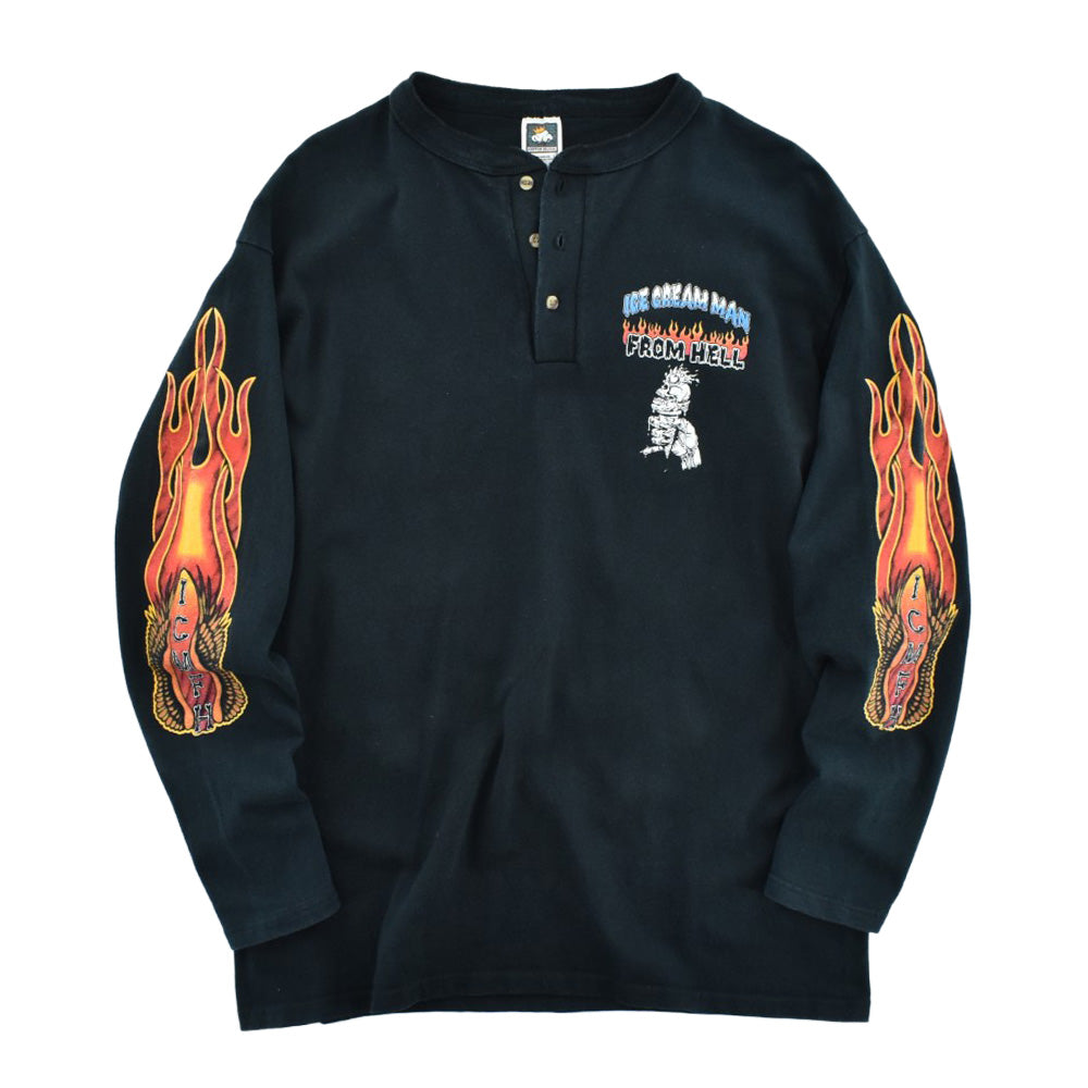 90's Ice Cream Man From Hell ファイヤーパターン スカル ロングスリーブTシャツ USA製 261002H