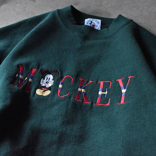 90’s Disney “Mickey“ 刺繍 スウェット USA製 240304