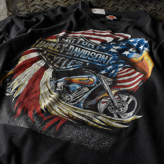 90's　Harley-Davidson/ハーレー・ダビッドソン　星条旗イーグル！ Tee　USA製　230831H