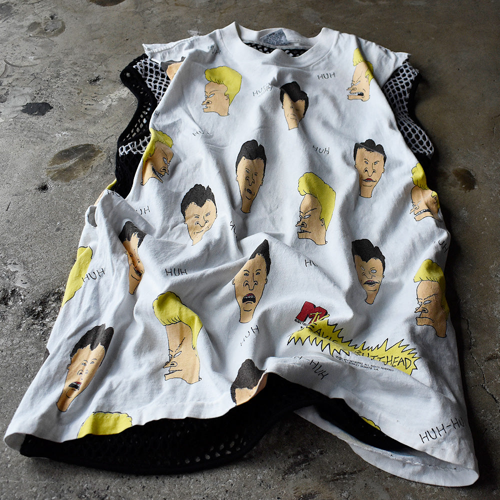 ビーバス・アンド・バットヘッド マルチプリント カットオフTシャツ 1993年 ヴィンテージ