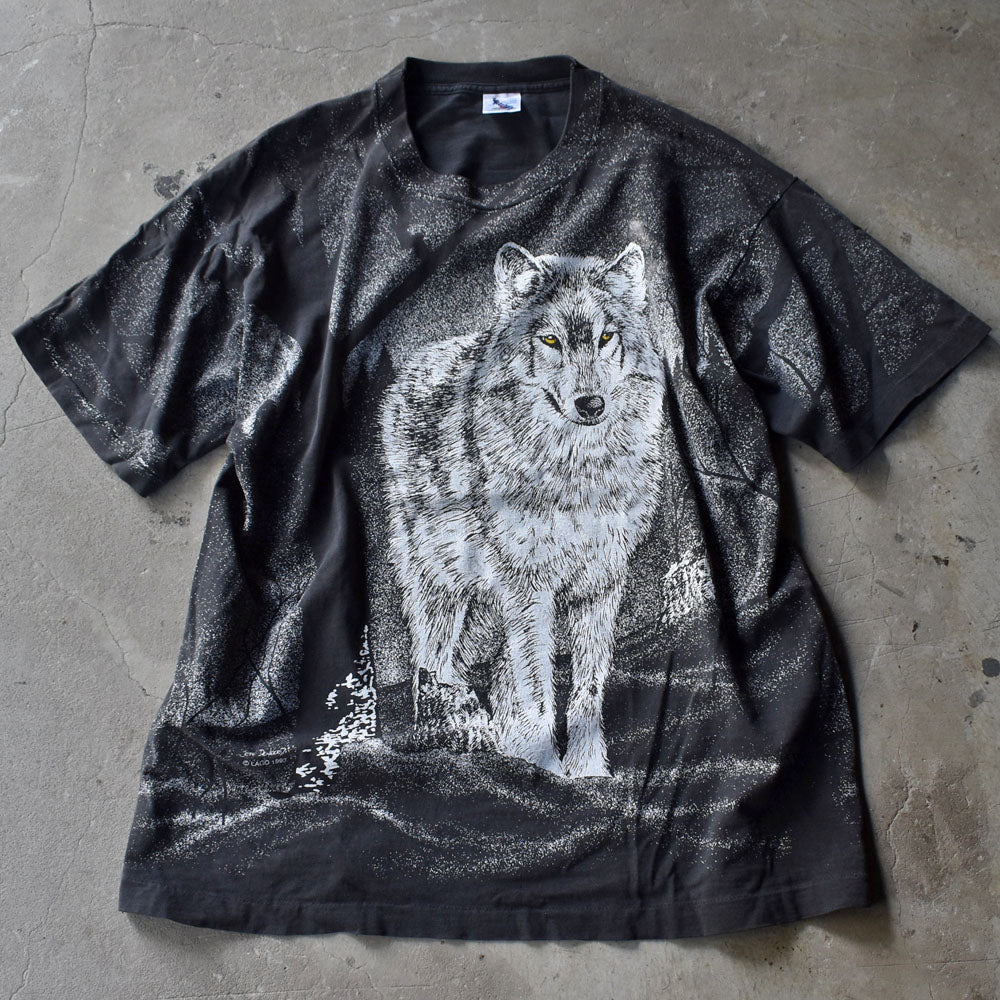 90’s “WOLF” AOP！ オオカミ アニマルプリントTシャツ USA製 230925