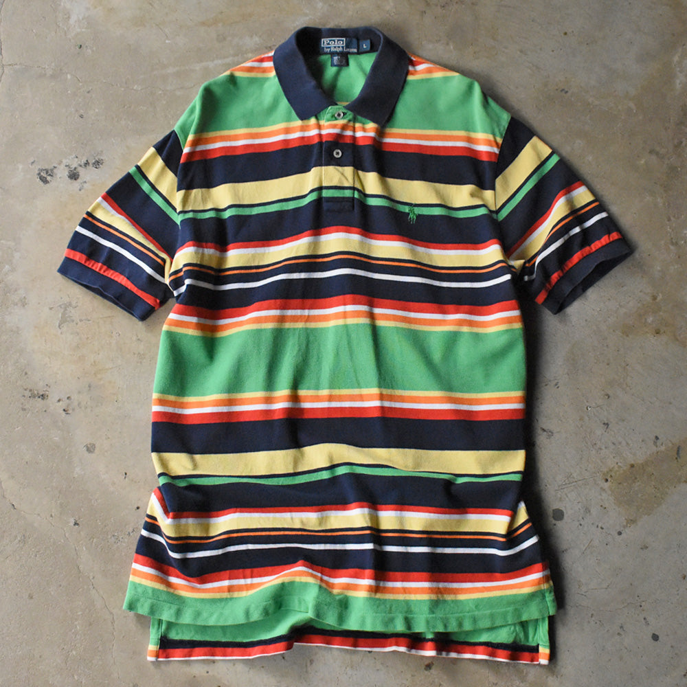 90's Polo Ralph Lauren マルチボーダー ポロシャツ 240724 S2165