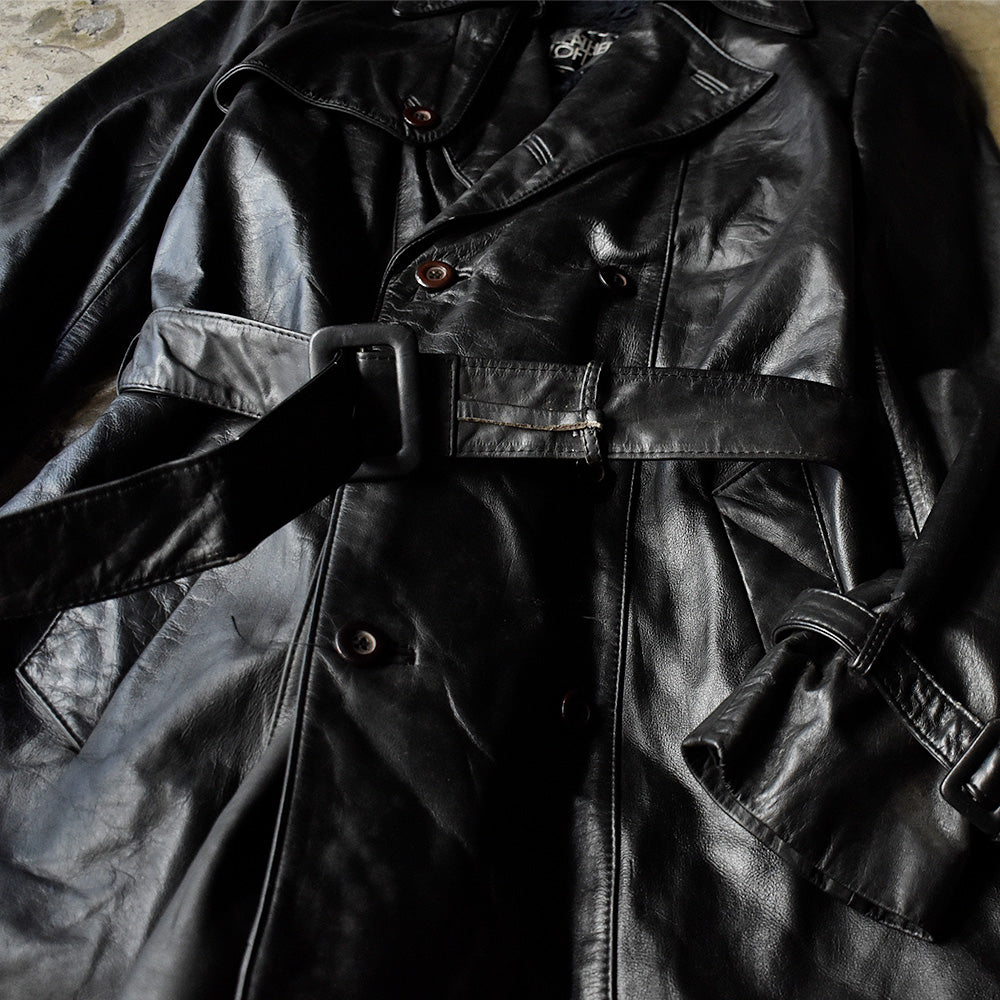 80's Leather Loft レザートレンチコート 231225H