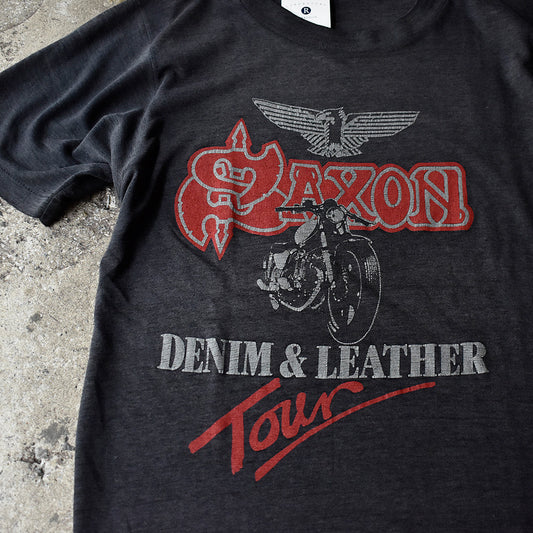 80's SAXON “Denim and Leather” Tour ロック Tシャツ 250706H