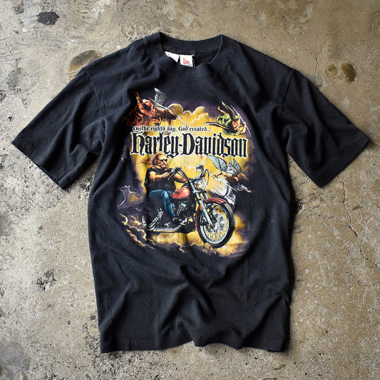 80's Harley Davidson “On the eighth day God created” バイク Tシャツ USA製 240722H