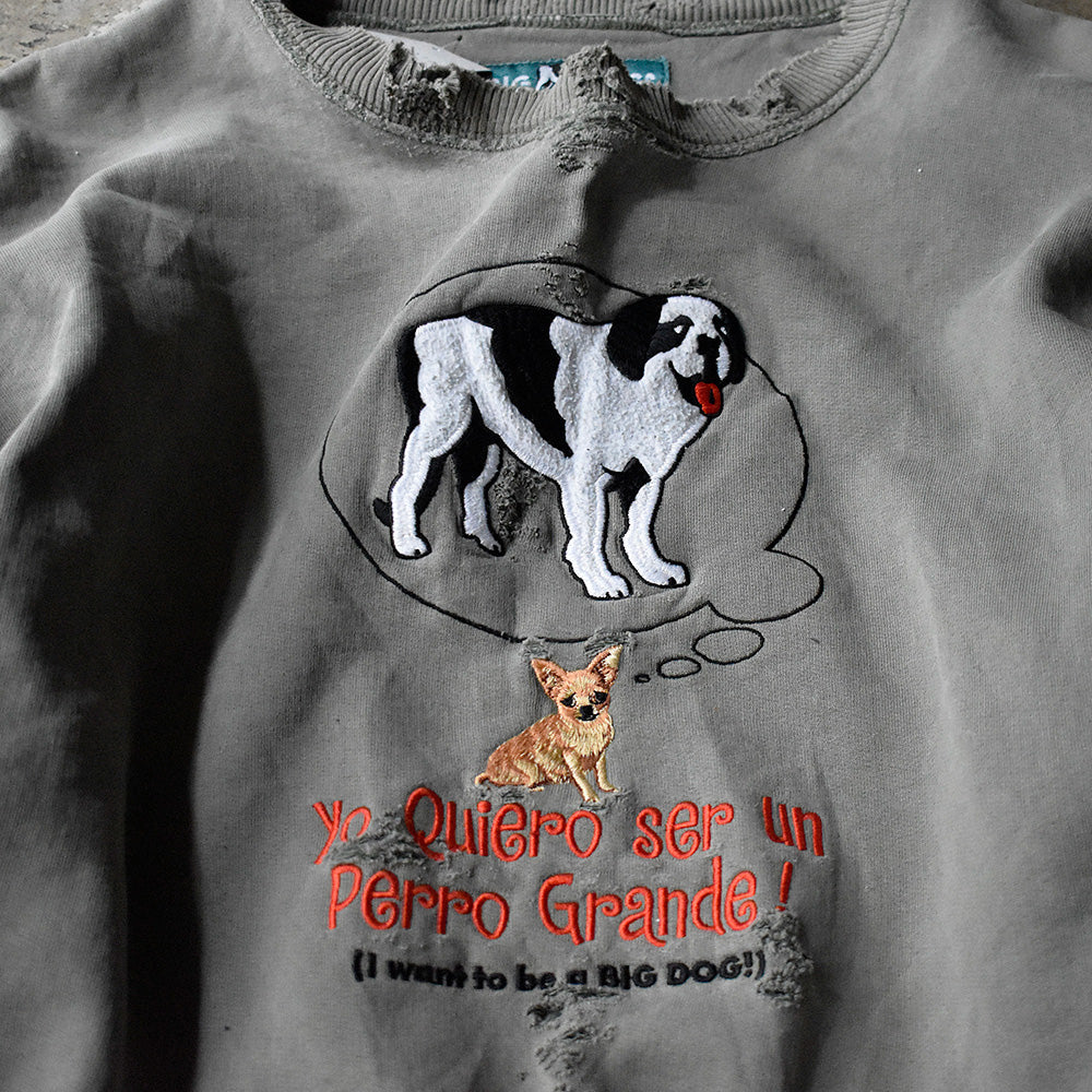 90's～ ボロ！ BIG DOGS “Dog刺繍” スウェット 250305H