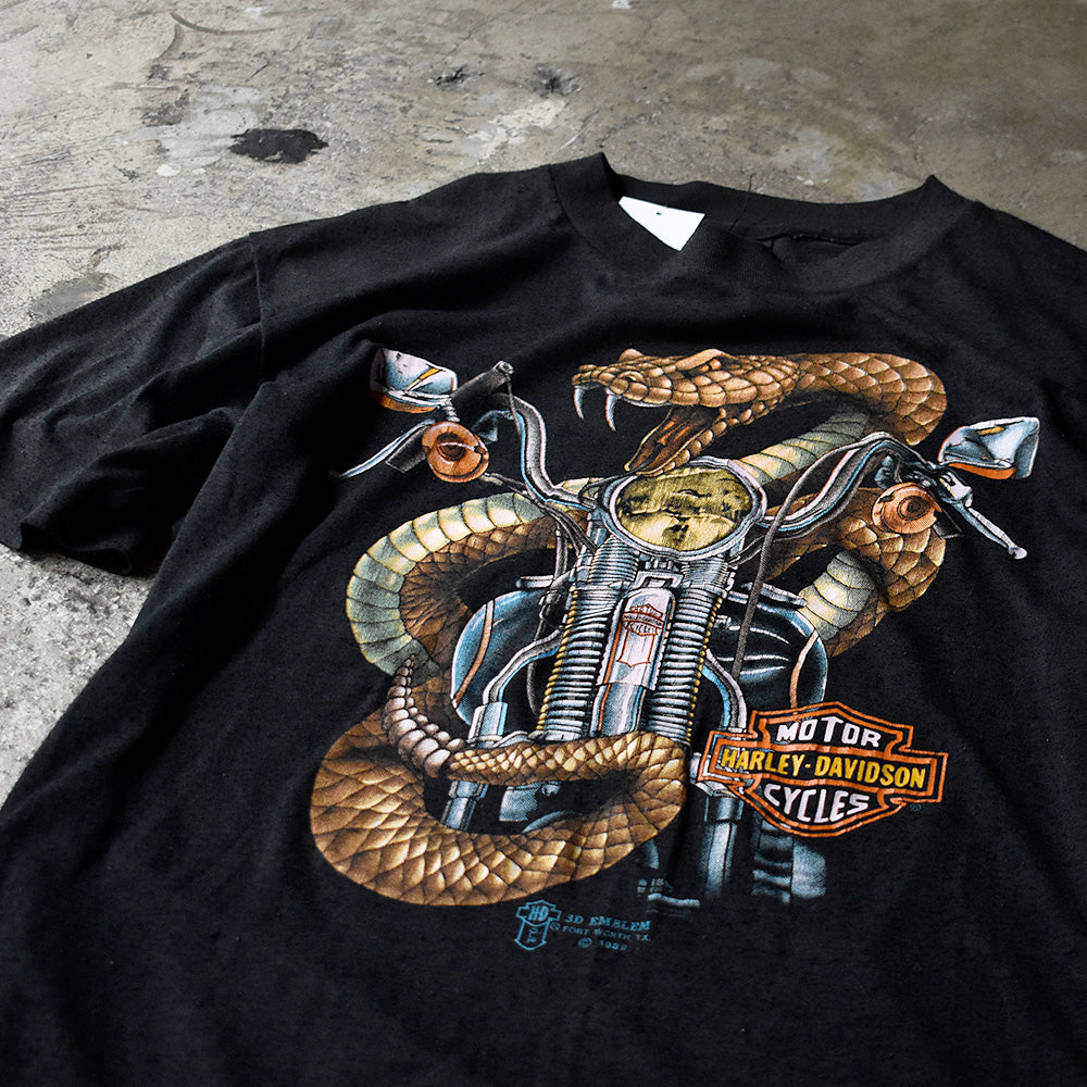 ハーレーダビッドソン スネーク 3D EMBLEM Tシャツ 1989年 USA製 ヴィンテージ