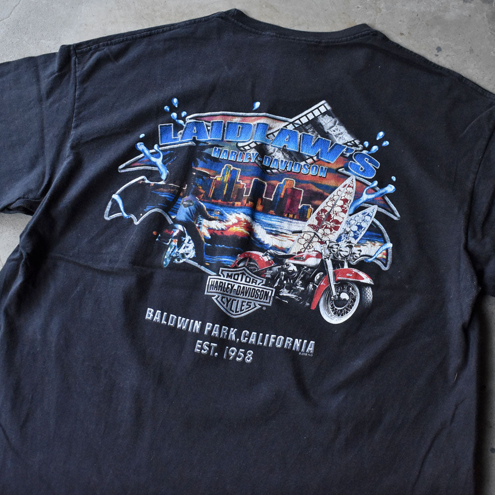 Y2K Harley-Davidson “BALDWIN PARK, CALIFORNIA” 両面プリント Tシャツ 240720