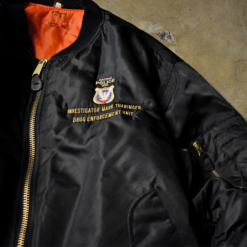 Drug Enforcement Unit 刺繍 MA-1 フライトジャケット 90年代〜 ブラック ヴィンテージ