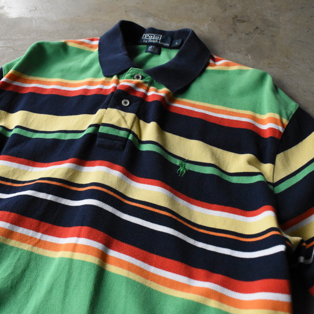 90's Polo Ralph Lauren マルチボーダー ポロシャツ 240724 S2165