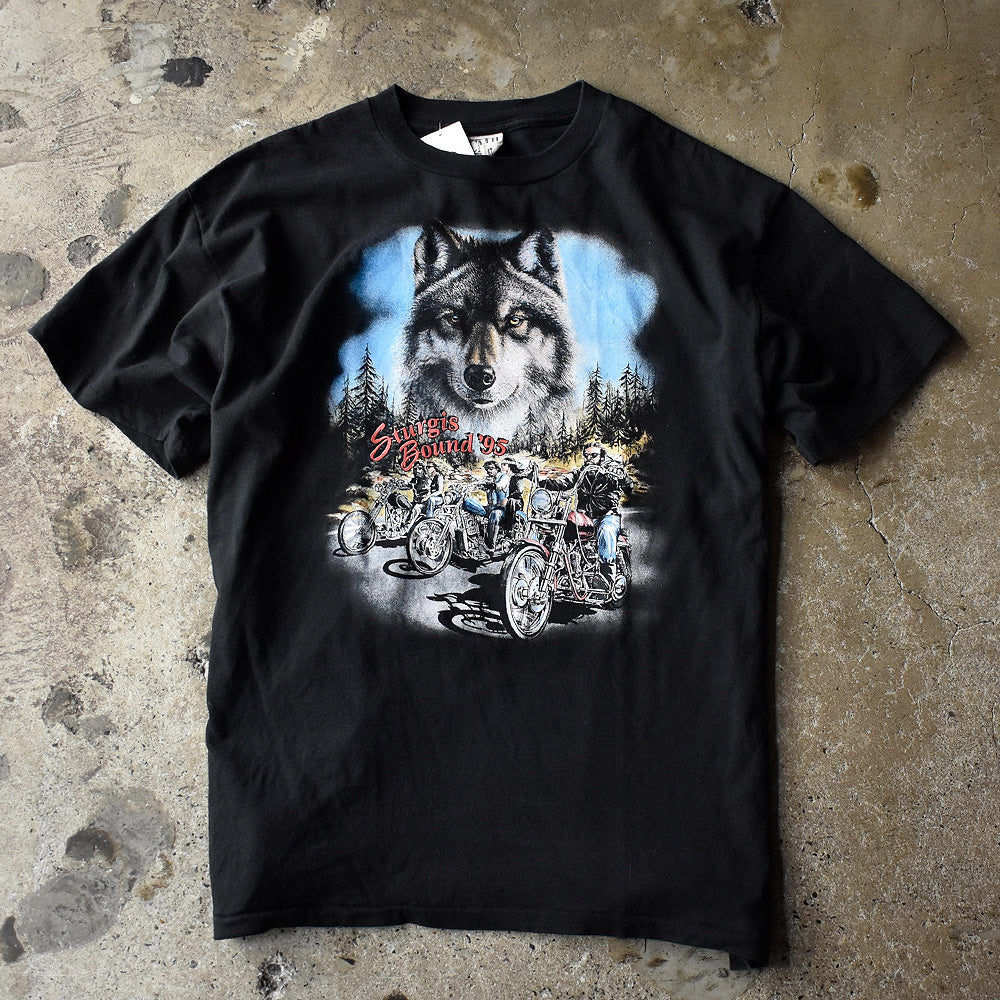 90's Sturgis Bound '95 “Wolf×Bike” バイク Tシャツ USA製 250808H