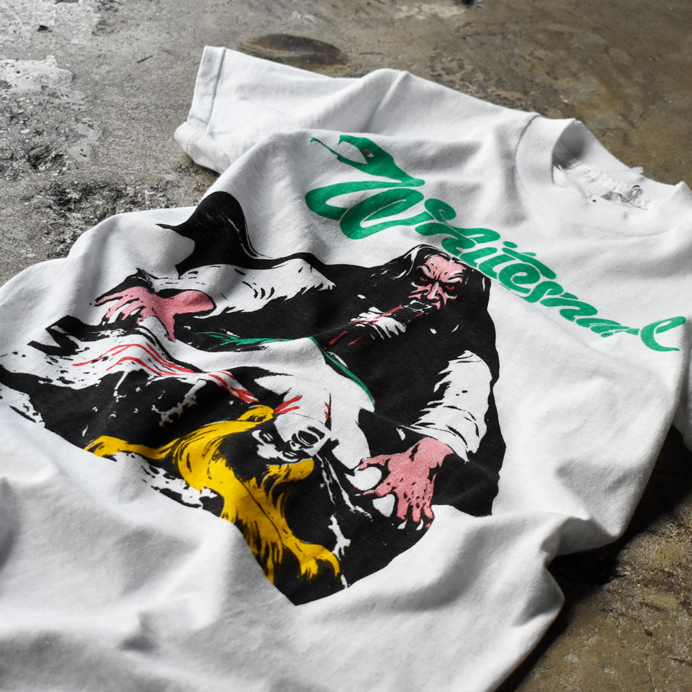 ホワイト・スネーク 吸血鬼 手刷りシルクスクリーン Tシャツ 1980年 グリーン イエロープリント ヴィンテージ