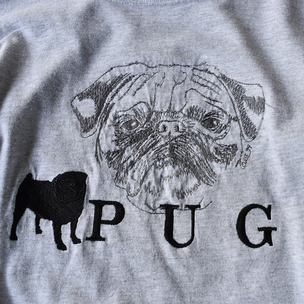 Y2K　GR8 DOGS "PUG" 刺繍！アニマルプリント Tee　USA製　220501