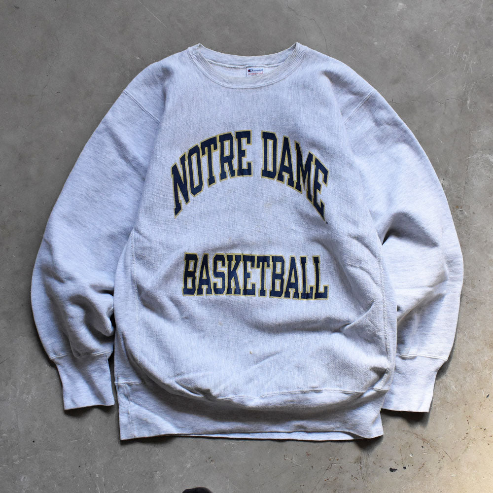 90’s Champion "NOTRE DAME BASKETBALL" 2段プリント RWスウェット 221024