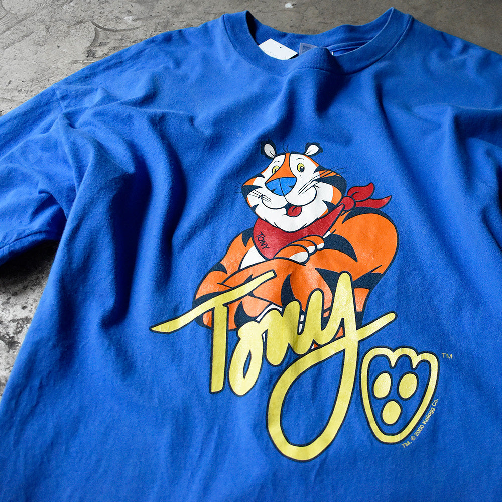 ケロッグ トニー・ザ・タイガー Tシャツ 2000年 ブルー 古着
