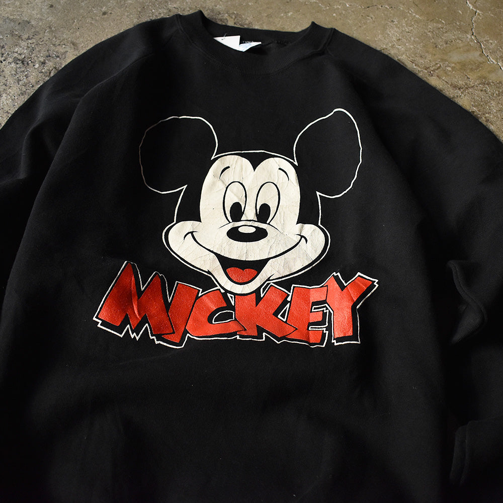 80's Disney “Mickey” ブラックカラー！ ラグランスリーブスウェット USA製 241230H