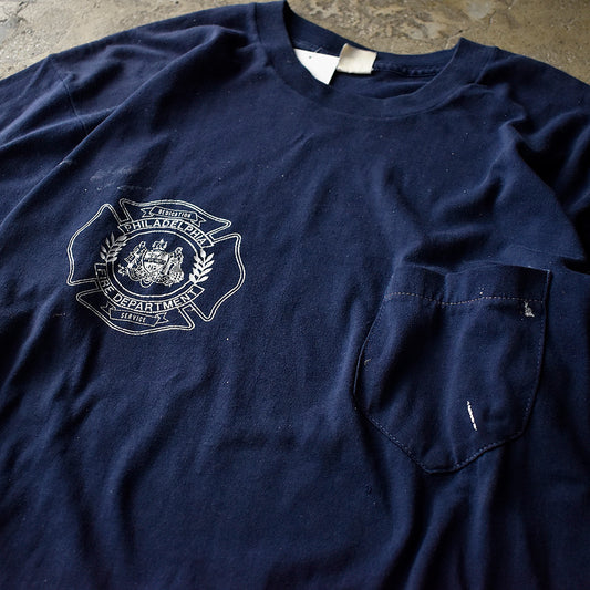 70's～ ペンキ！ “Philadelphia Fire Department“ ポケット付き Tシャツ 250728H