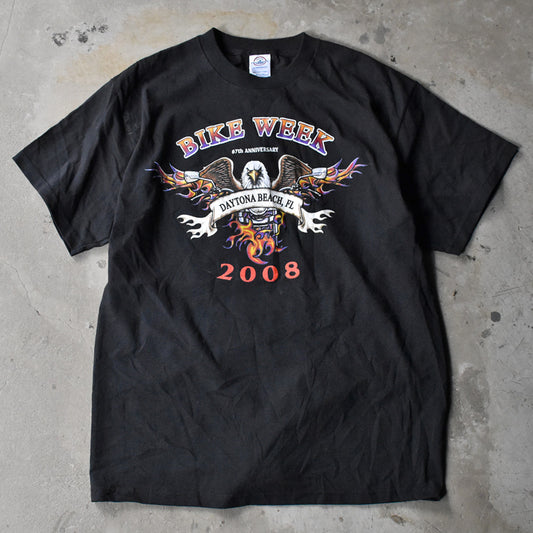 デッドストック! “BIKE WEEK 2008” 両面プリント バイク Tシャツ 240807