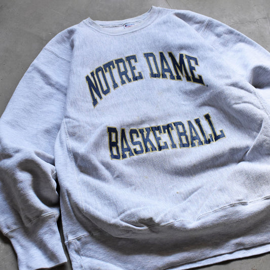 90’s Champion "NOTRE DAME BASKETBALL" 2段プリント RWスウェット 221024