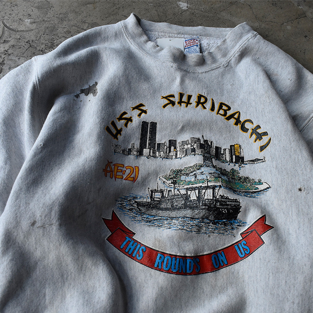 90's　ダメージ！　SOFFE　USS Suribachi　リバースタイプスウェット　USA製　230830H