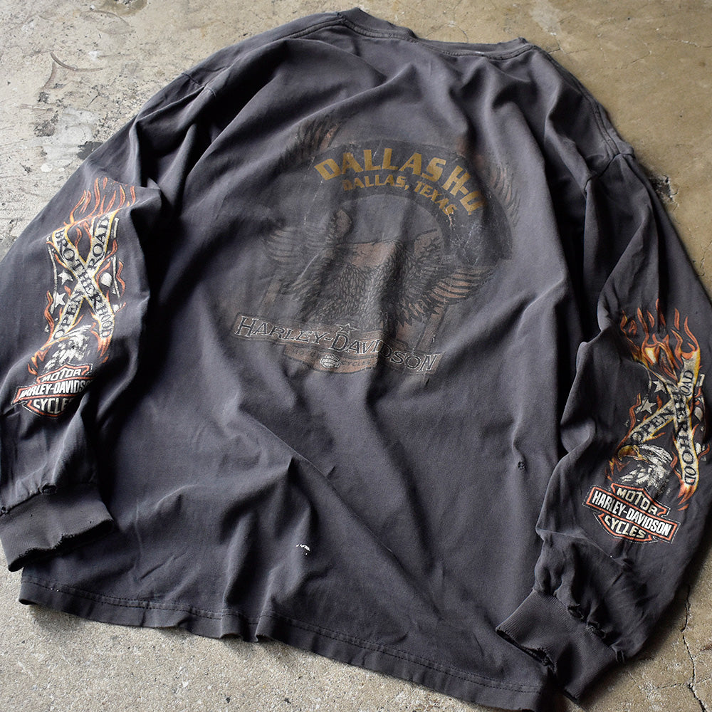 ハーレーダビッドソン イーグル ポケット ロングスリーブTシャツ 2007年 古着