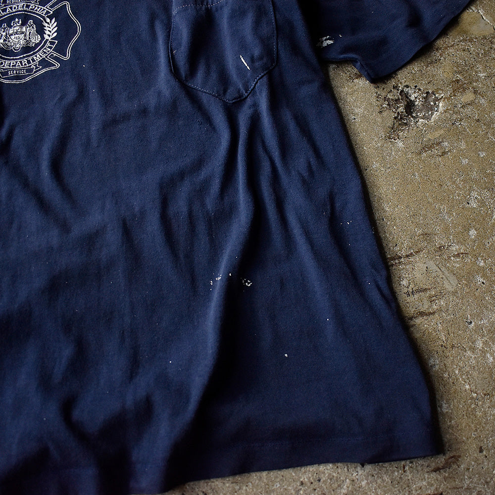 70's～ ペンキ！ “Philadelphia Fire Department“ ポケット付き Tシャツ 250728H