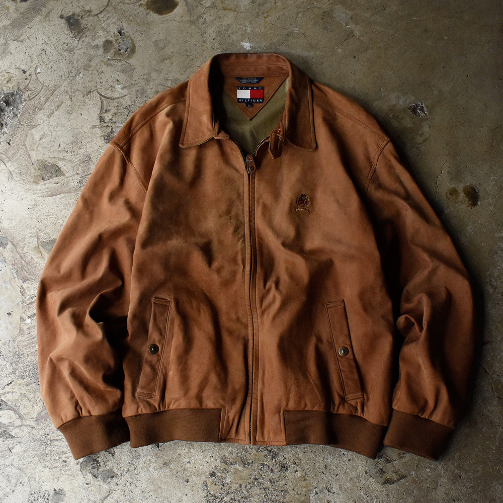 90's TOMMY HILFIGER チンストラップ付き スウィングトップ スエードジャケット 230930H