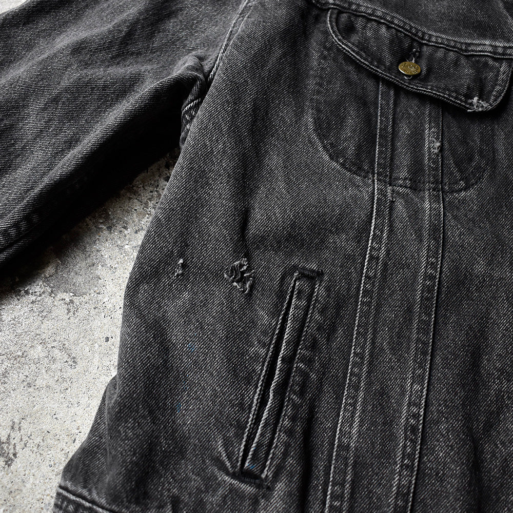 90's Lee 220-5019 PATD-153438 ブラックデニムジャケット USA製 XXL size！ 240603H