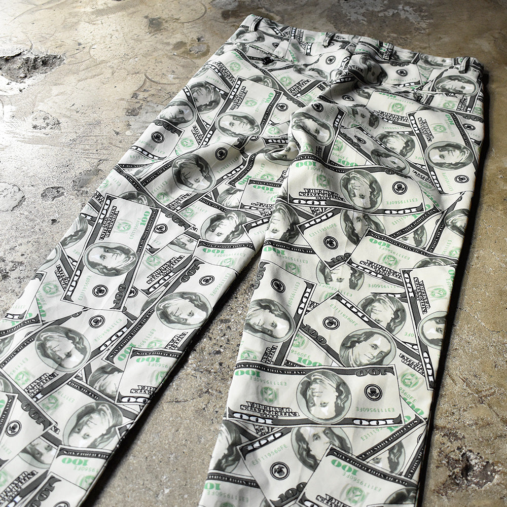 OppoSuits 100＄札 総柄 スラックスパンツ Euro製 240116H