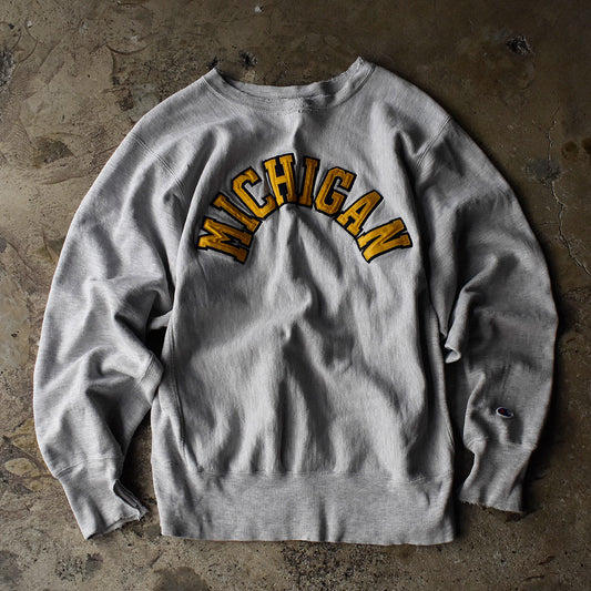 90’s ダメージ！ Champion "MICHIGAN"ワッペン RWスウェット USA製 230904H