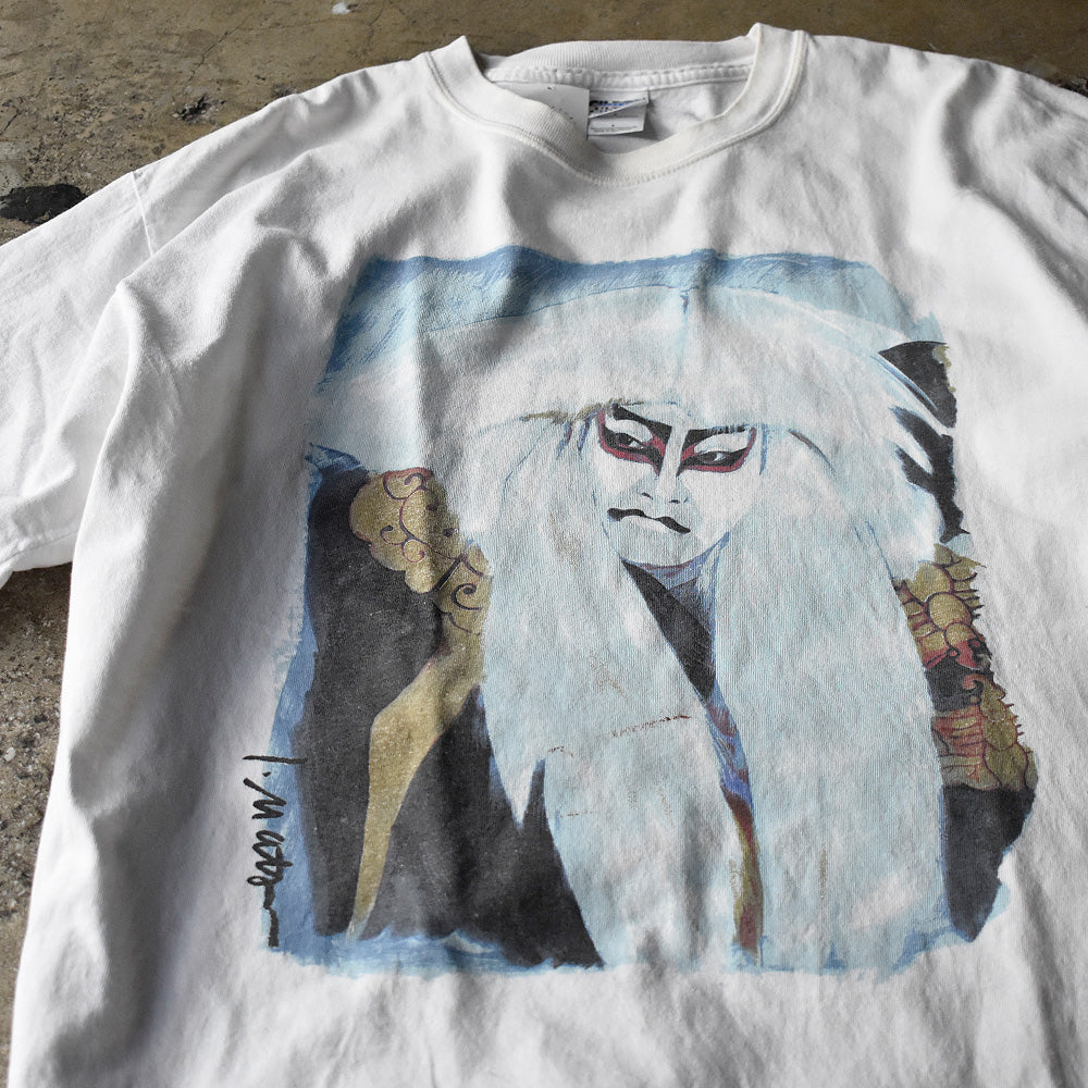 歌舞伎 イラストプリント Tシャツ 2000年代初頭 古着