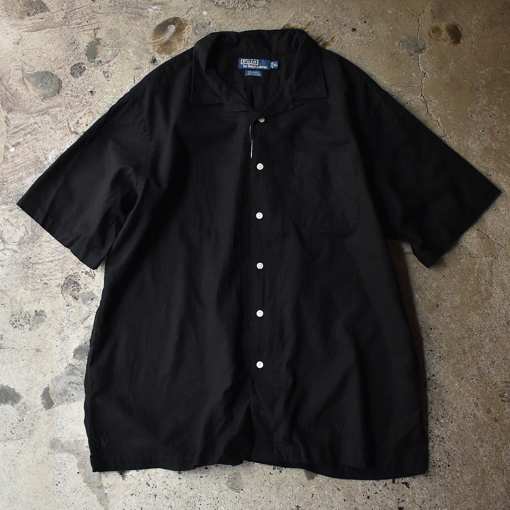 90's　ブラック！　Polo Ralph Lauren/ポロ ラルフローレン　オープンカラーシャツ　230621H