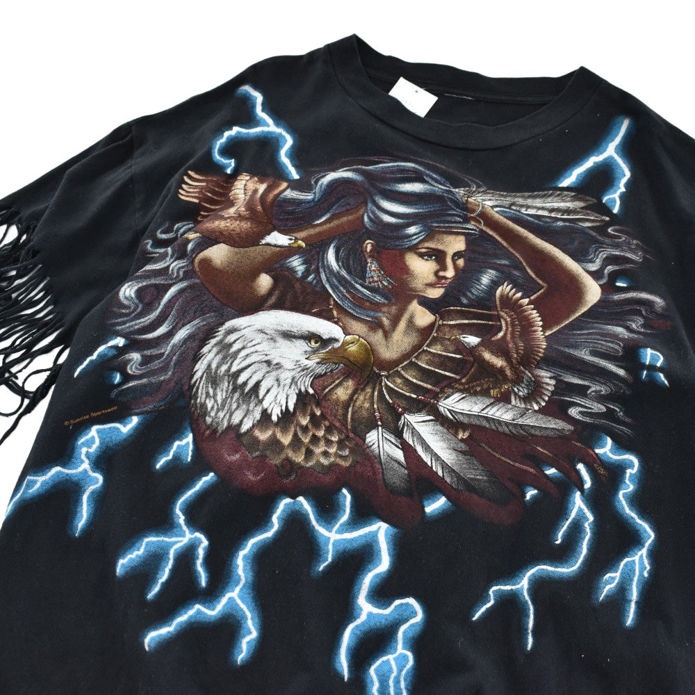 90's American Thunder インディアン フリンジTシャツ 260414H