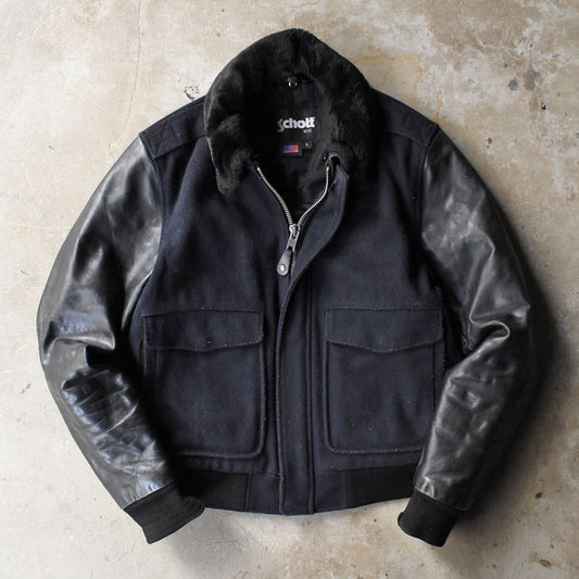Schott ウール × レザー フライトジャケット 251017H