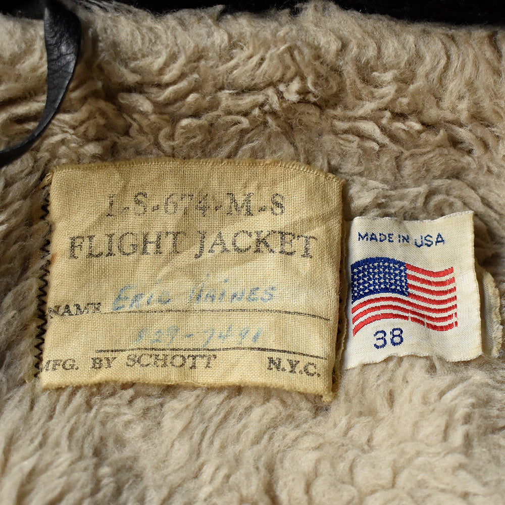 70's Schott “L-S-674-M-S” G-1 Type フライト レザージャケット USA製 240130H